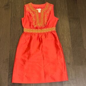 ♠️Kate Spade Coral Annette Silk Dress with Gold Detailing